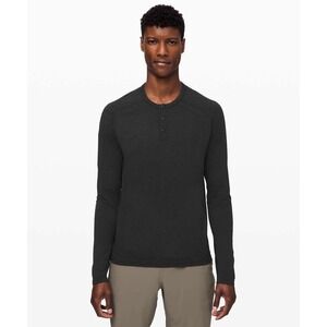 Lululemon Metal Vent Henley Long Sleeve Shirt Black Athleisure Mens XL